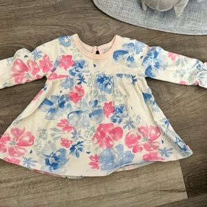 Burt's Bees Baby Floral Long Sleeve Tee - Pink and Blue
